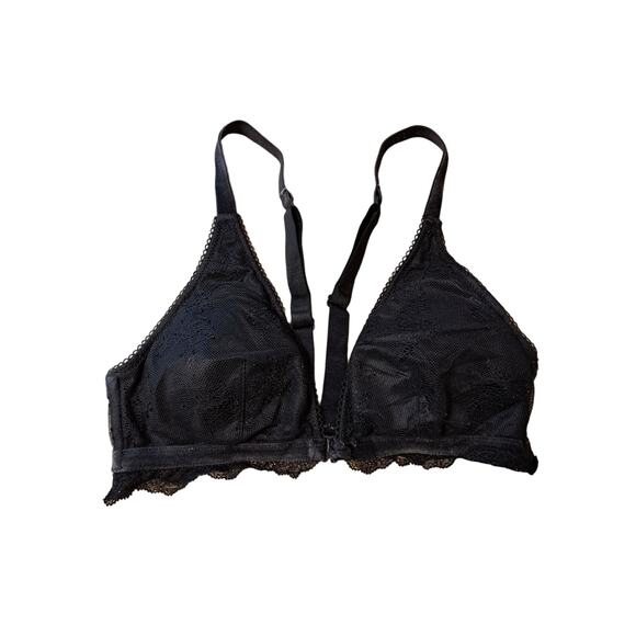 Victoria's Secret Other - Victoria's Secret Black Lace Bralette Velvet Strap Sz M